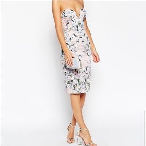 ASOS floral plunging neckline dress